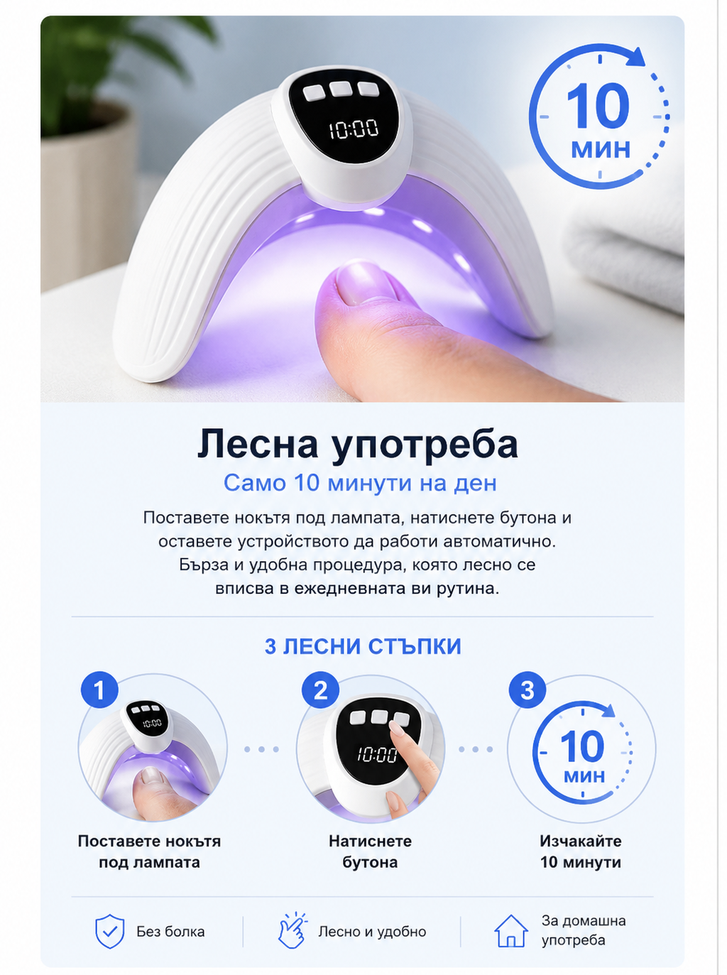 LED лампа за лечение на гъбички по ноктите
